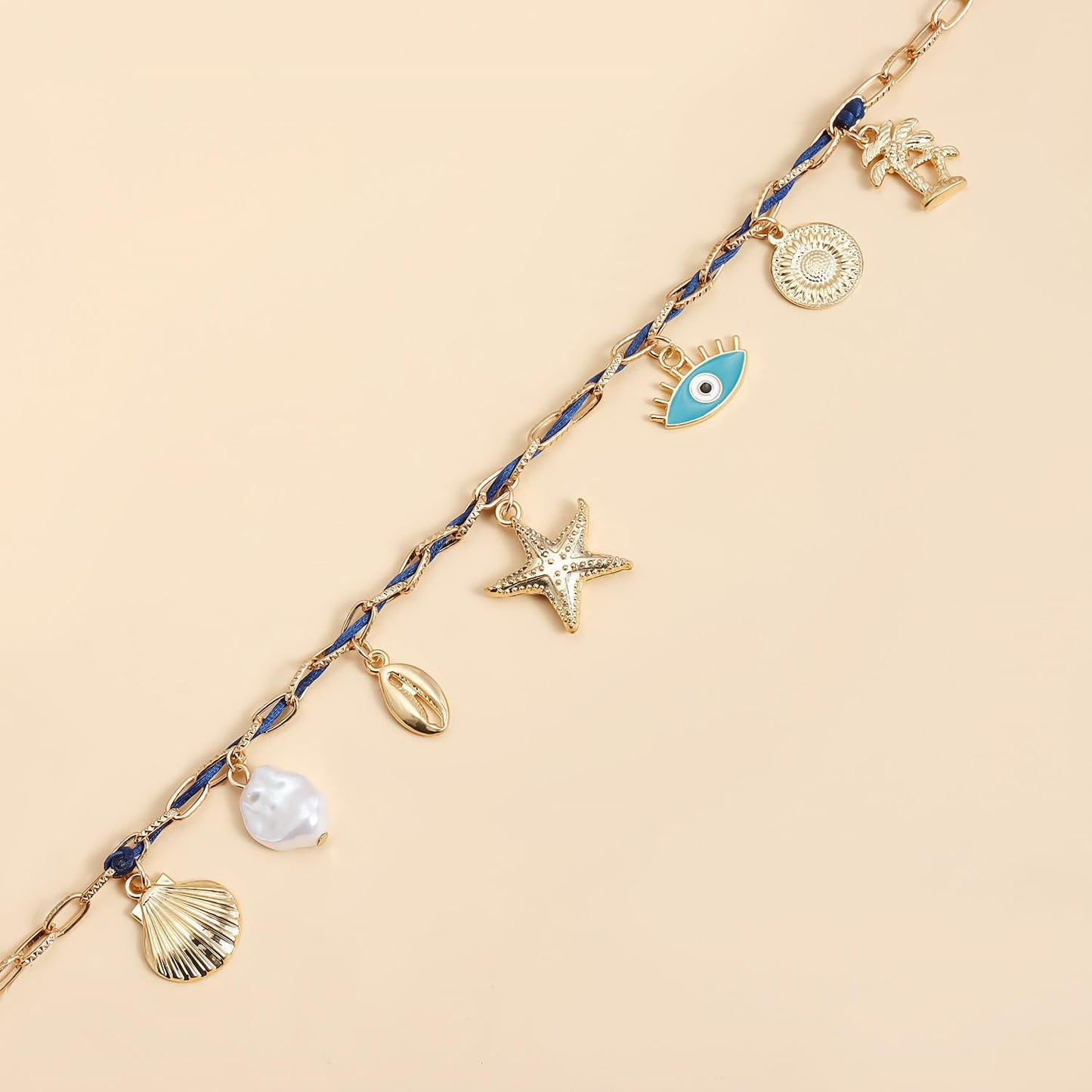 Lookray Starfish Necklace for Women Dainty Seashell Mermaid Charm Necklace Gold Layered Shell Beaded Necklace Boho Summer Beach Jewelry Mermaid Costumes Accessories StyleC