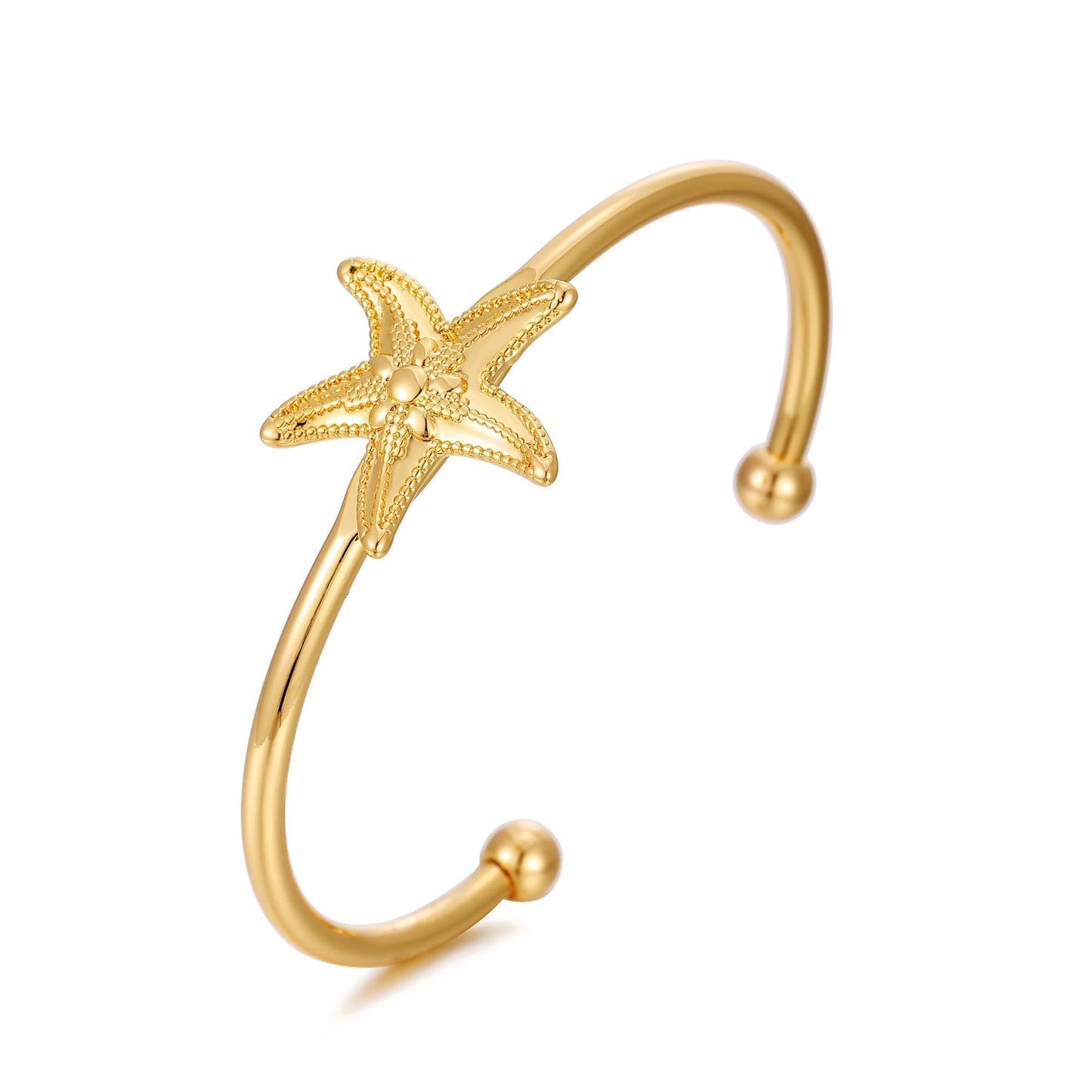 TONLUYAX Gold Starfish Cuff Bracelet for Women Summer Beach Bracelet Adjustable Statement Bracelets Coastal jewelry