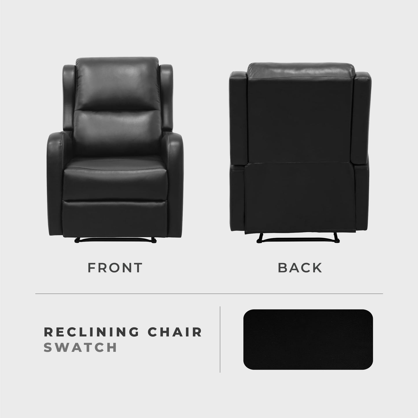Lexicon Manual Recliner Chair, Reclining Sofa Chair, Home Theater Seating, Wall Hugger, Manual Recliner for Living Room/Office/Apartment, Easy Assembly, Black Faux Leather