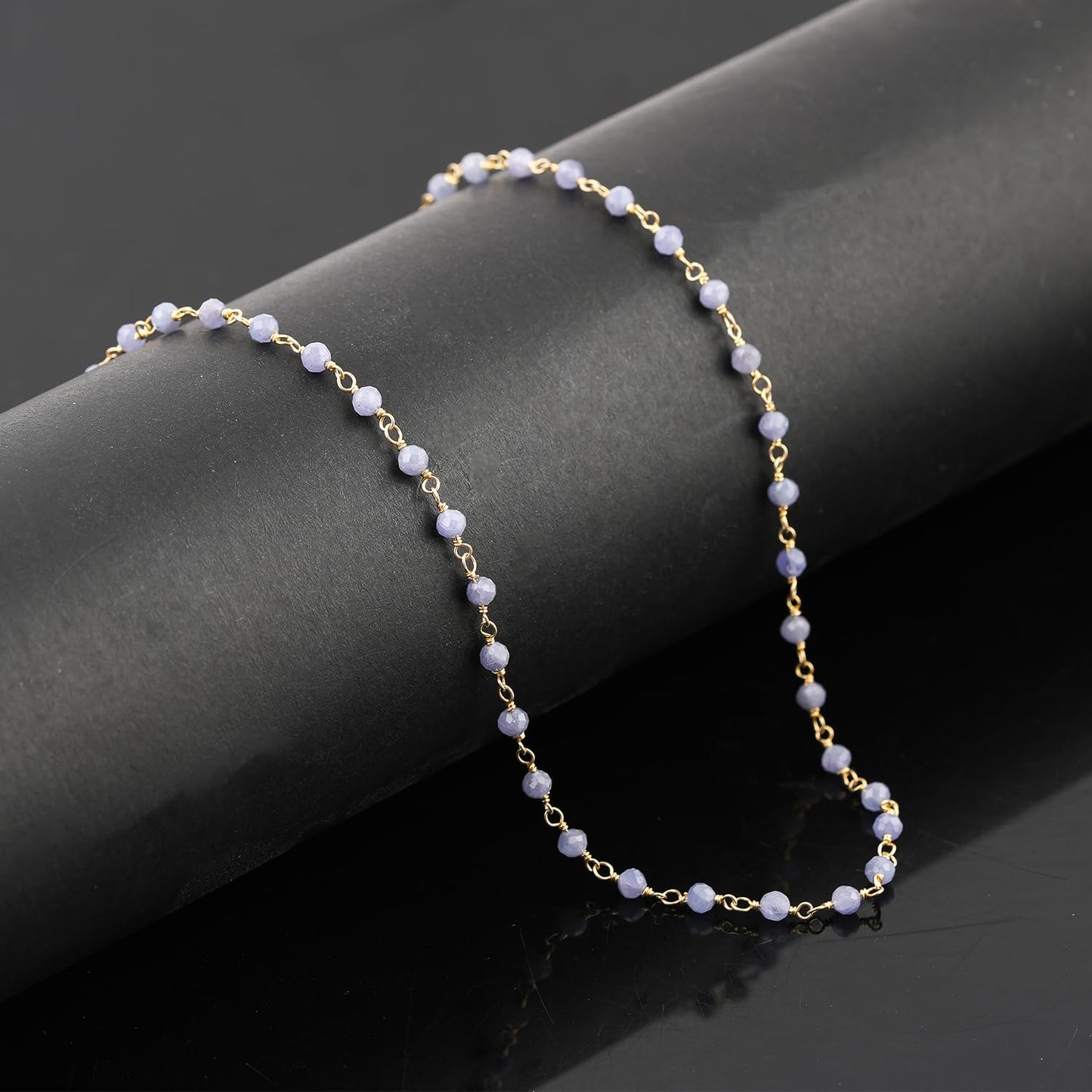 CRYSTALINES (3pcs) Genuine Blue Tanzanite Gemstone Cluster Combo Set, 14K Gold Plated Jewelry, Blue Crystals Rosary Chain, Handmade Bohemian Jewelry - Bracelets, Necklace, Earrings for Women