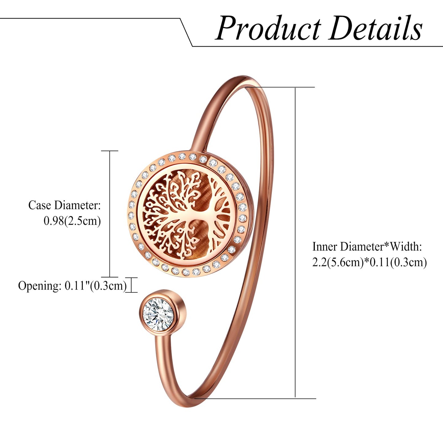 Cupimatch Essential Oil Diffuser Bracelet: Tree of Life Stainless Steel Aromatherapy Bracelets Adjustable with 10 Color Pads Jewelry Gift Set for Women for Mothers Day