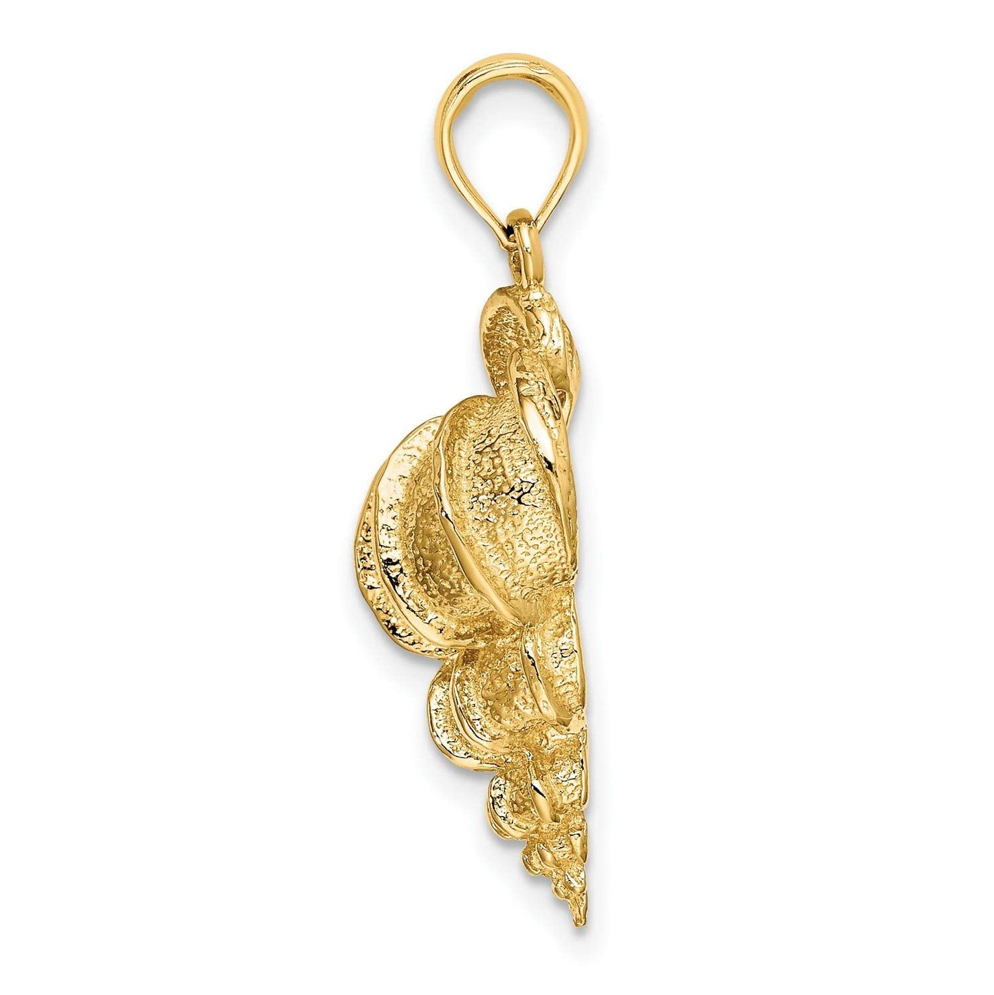 14k Yellow Gold Spiral Seashell Pendant Necklace for Women, Textured Nautical Charm, Ocean Inspired Jewelry, Coastal Shell Pendant, Real Gold Accessory, Elegant Beach Marine Life Design