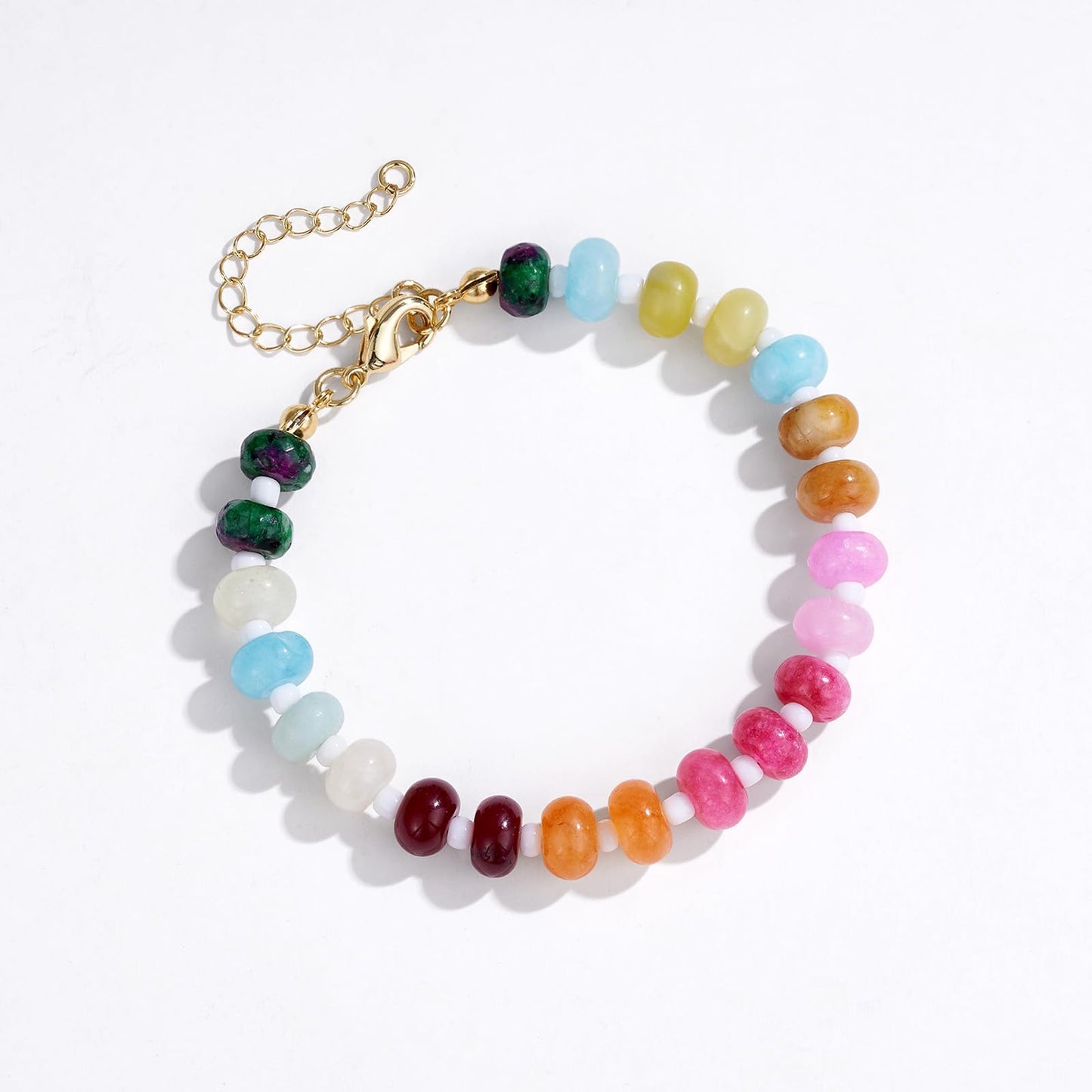 KissYan Beaded Bracelets for Women, Colorful Gemstone Boho Bead Bracelet for Beach, Natural Stone Handmade Summer Jewelry Gifts Style 1