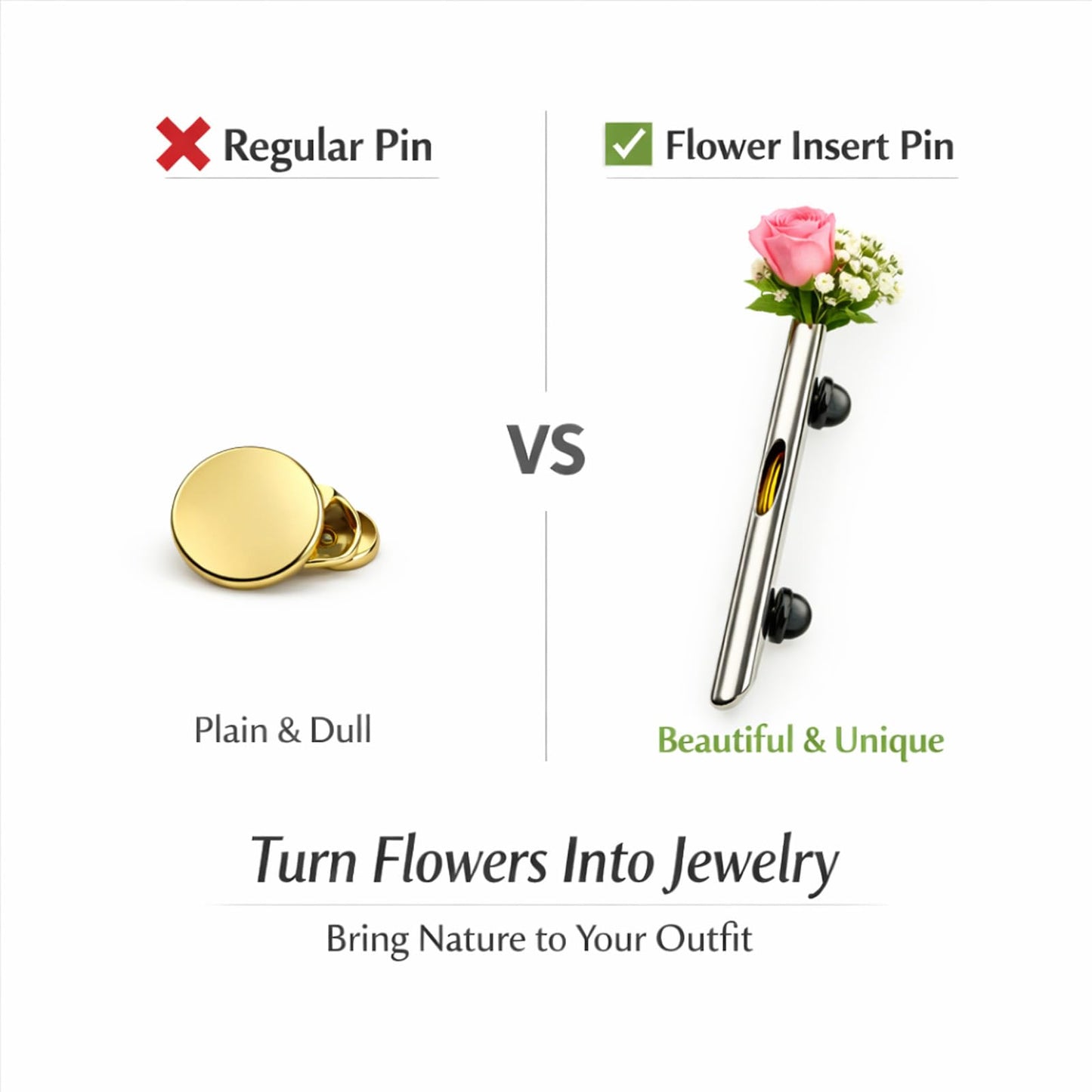 A Kind Brooch - Every Bloom Tells a Different Story, Branch-Shaped Flower Insert Brooch, DIY Elegant Jewelry for Women Men (3pcs)
