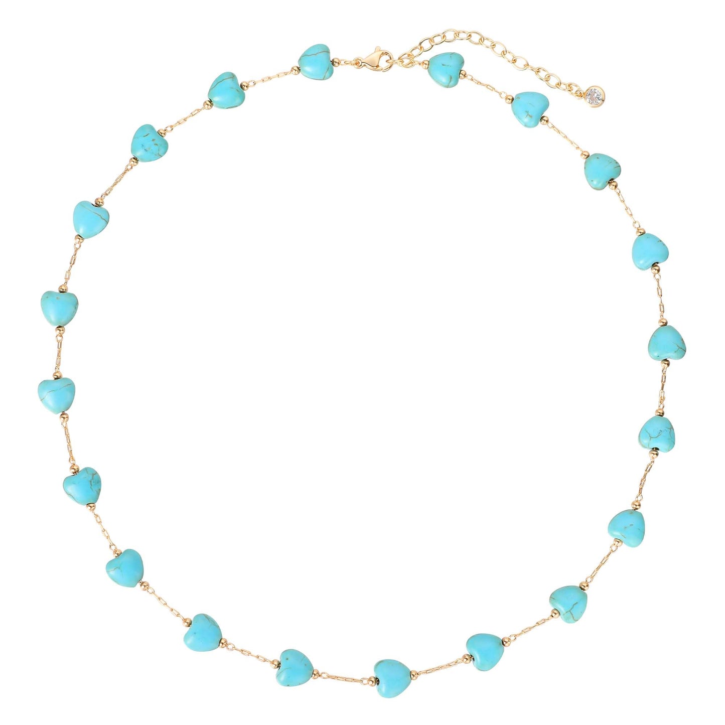 LOLAR RAY Turquoise Jewelry for Women - 14K Gold Plated Heart Boho Necklaces for Women Summer Beach Boho Choker Bead Gift