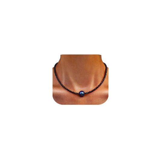 GEMTAL Dainty Single Pearl Pendant Necklaces for Women Trendy,Womens Black Pearl Beaded Choker Necklace,Delicate Round Freshwater Pearl Necklace Jewelry Gift for Women girls(Black)