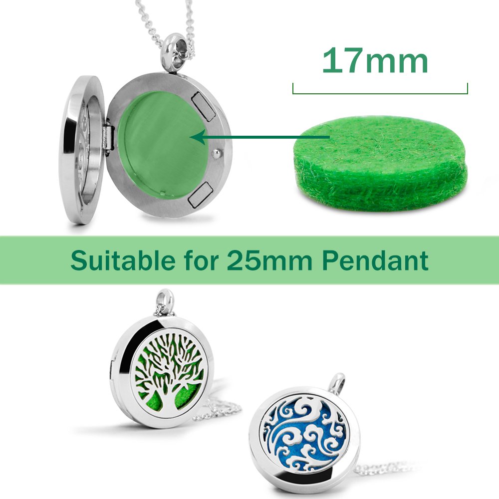 RoyAroma 2PCS Aromatherapy Essential Oil Diffuser Necklace Two Patterns Pendant Locket Jewelry,23.6" Adjustable Chain Stainless Steel Perfume Necklace Gift for Mother's Day