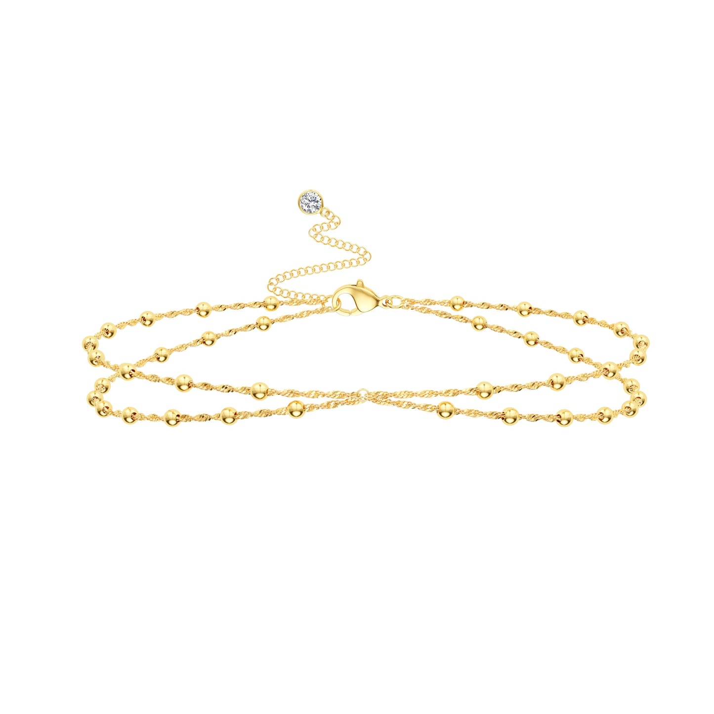 HABIKIP 14K Gold Plated Waist Chain for Women, Dainty Gold Plated Belly Chain Belt Sexy Bikini Beach Satellite Waist Beads Chain Waterproof Body Chain Adjustable Summer Jewelry Accessories for Women