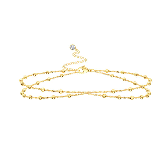 HABIKIP 14K Gold Plated Waist Chain for Women, Dainty Gold Plated Belly Chain Belt Sexy Bikini Beach Satellite Waist Beads Chain Waterproof Body Chain Adjustable Summer Jewelry Accessories for Women