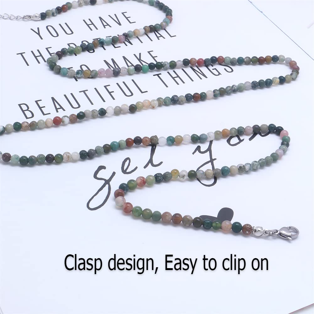 Waist Beads for Women, Gemstone Belly Chain Adjustable Beach Waist Jewelry Body Accessories for Women Girls Crystal Beaded Waist Chains (Indian Agate)