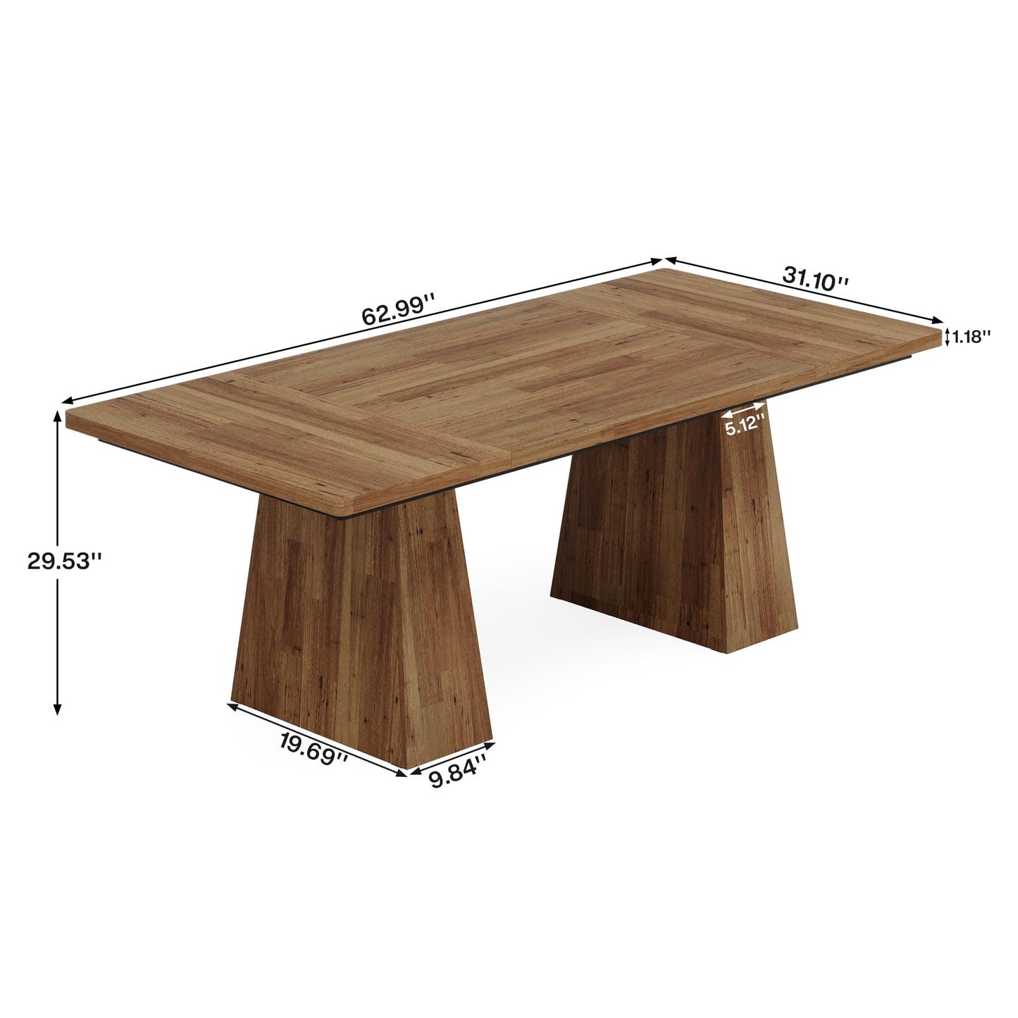 Tribesigns 63-Inch Executive Desk, Large Office Computer Desk with Double Pedestal, Modern Simple Workstations Writing Table Conference Table Business Furniture for Home Office, Light Brown