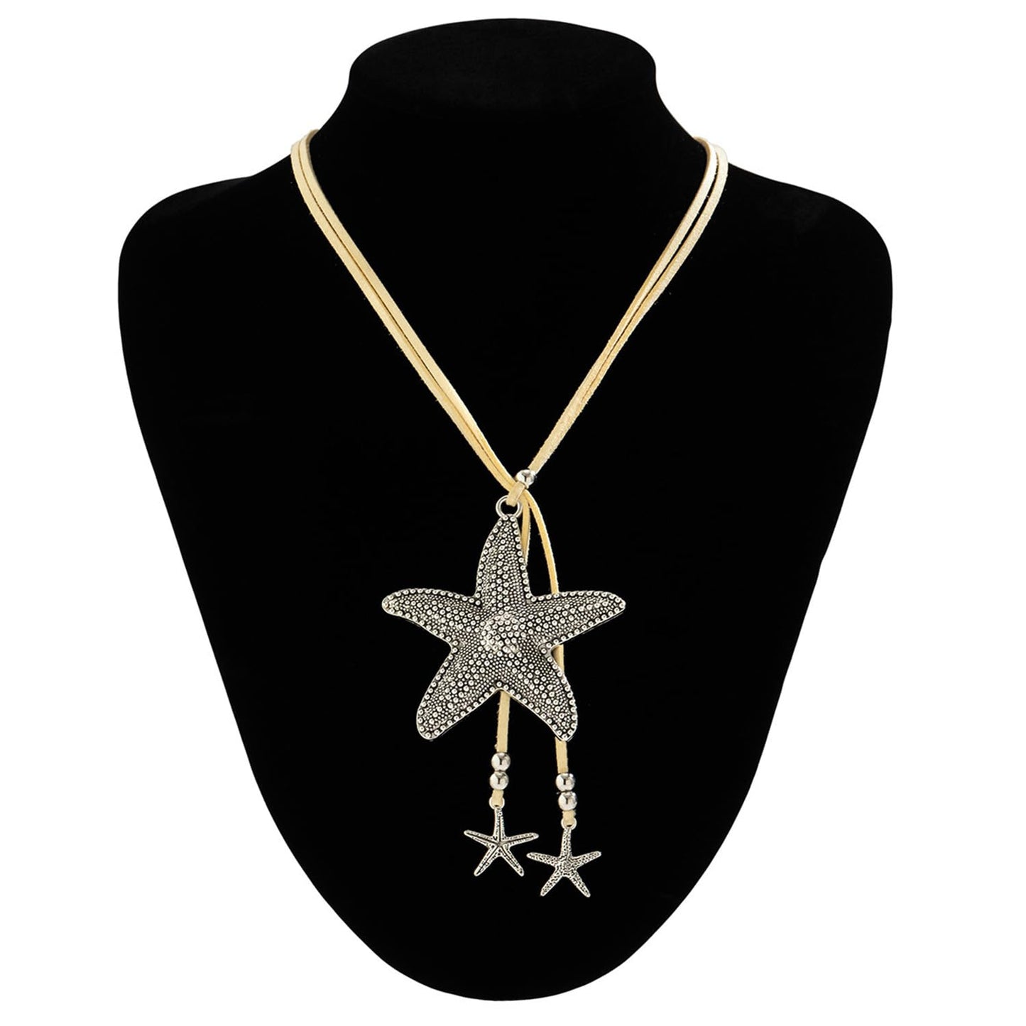 Decixde Starfish Necklace for Women Gold Shell Pendant Necklace White Blue Silver Gold Starfish Necklaces Boho Choker Summer Beach Jewelry for Women (grey)