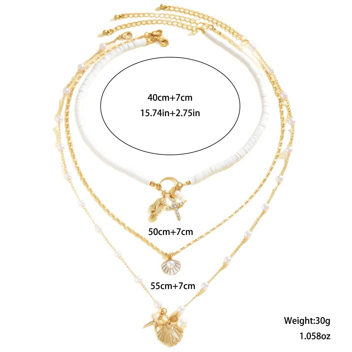 ONBRIG Seashell Necklace Beach Jewelry for Women Starfish Cowrie Puka Shell Necklaces Summer Beach Accessories for Women Vacation Mermaid Ocean Jewelry (style 4)