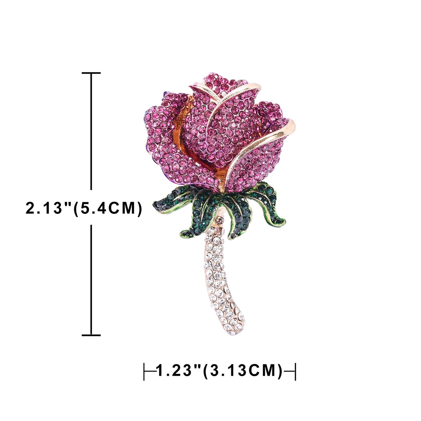 YOQUCOL Elegant Purple Cubic Zirconia Crystal Rhinestone Rose Shape Wreath Brooch Pin for Women