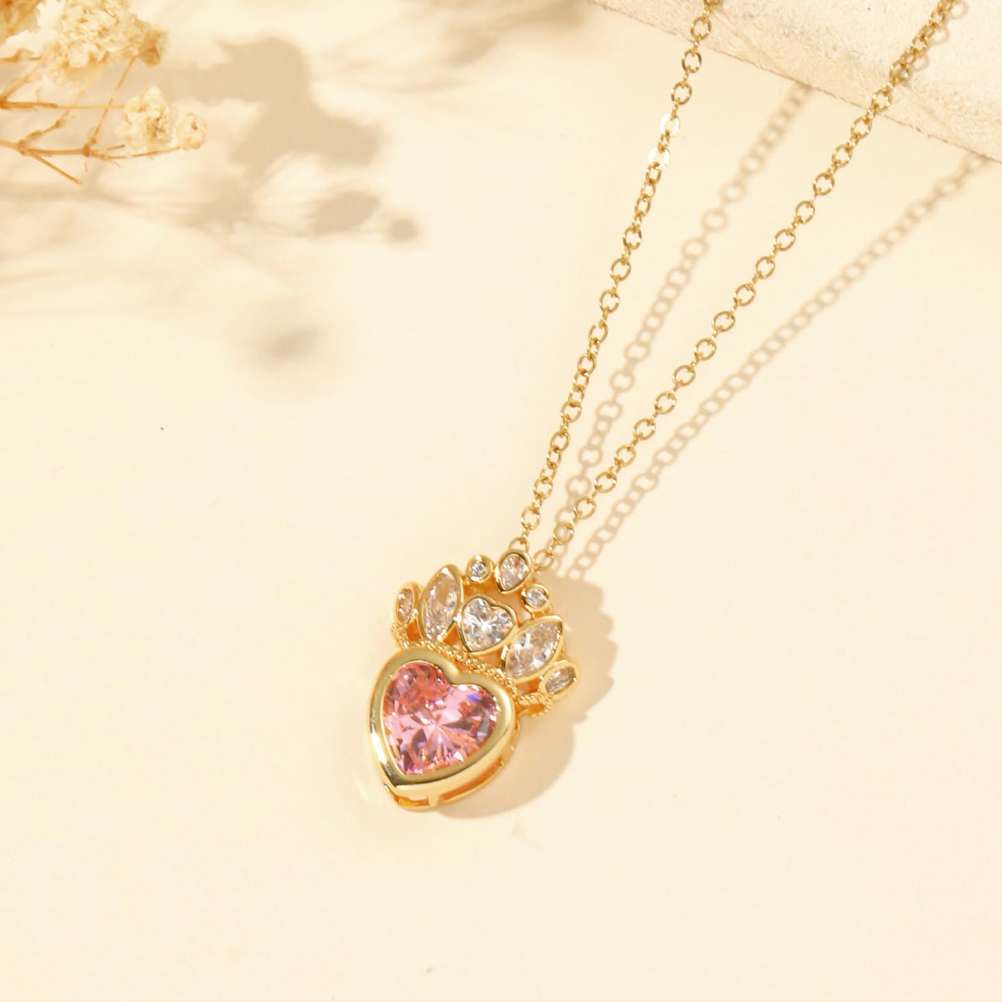 crataly Rose Quartz Crown Heart Necklace for Women-Gold Plated October Birthstone Princess Crown Pendant For Valentine's Day Mother's Day Thanksgiving Day Christmas Birthday Gifts