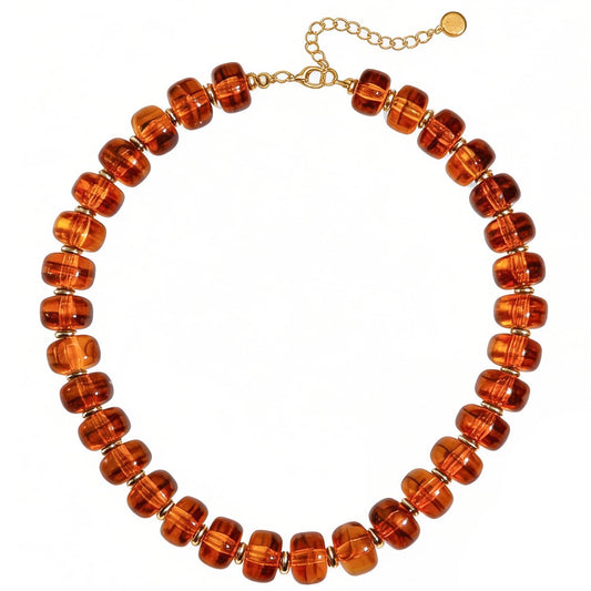 FGMZTY Colorful Beaded Necklace for Women Unique Resin Beads Choker Necklaces Boho Statement Chunky Necklace Summer Vacation Jewelry Minimalistic Modern Statement Birthday Gift for Women (Brown)