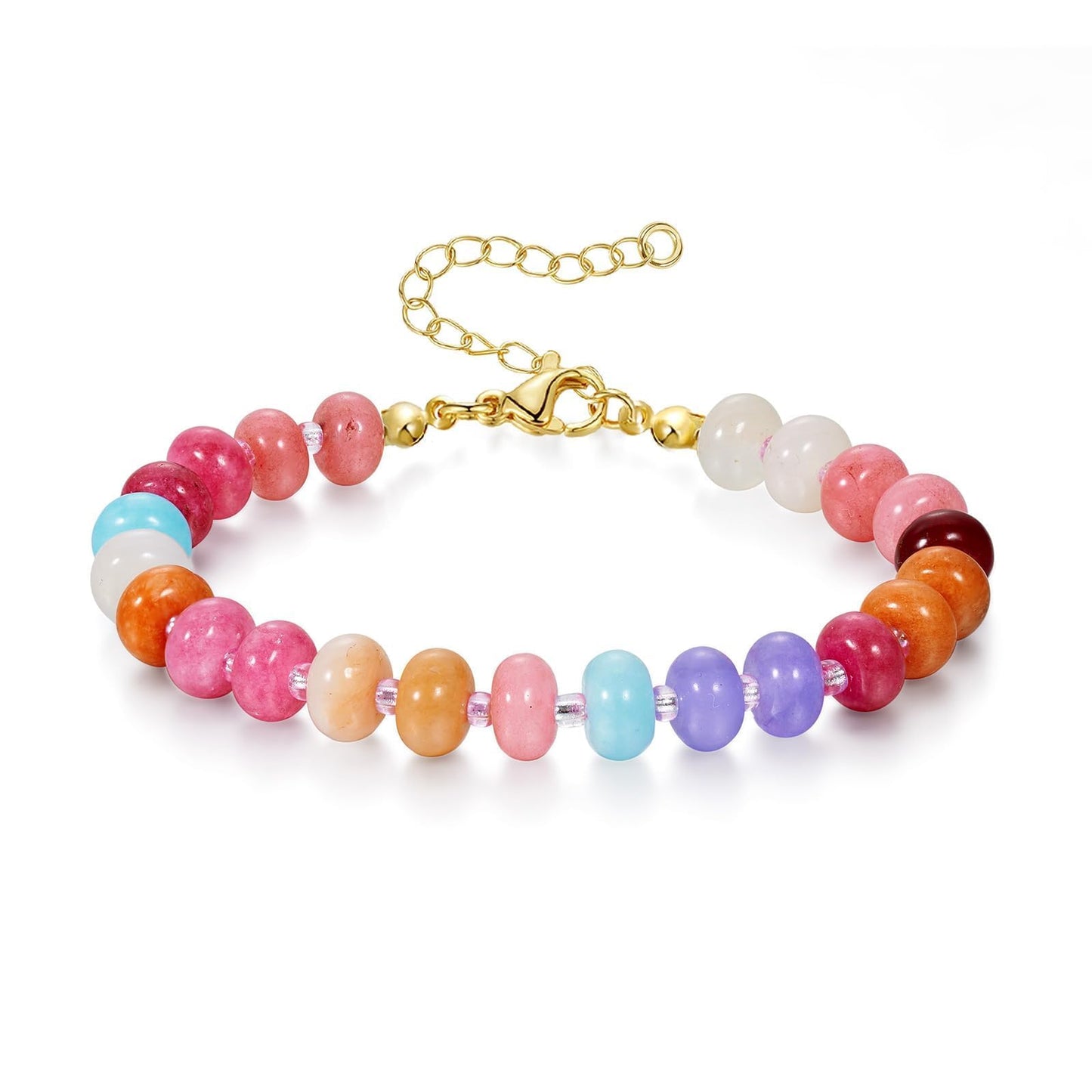 KissYan Beaded Bracelets for Women, Colorful Gemstone Boho Bead Bracelet for Beach, Natural Stone Handmade Summer Jewelry Gifts Style 3