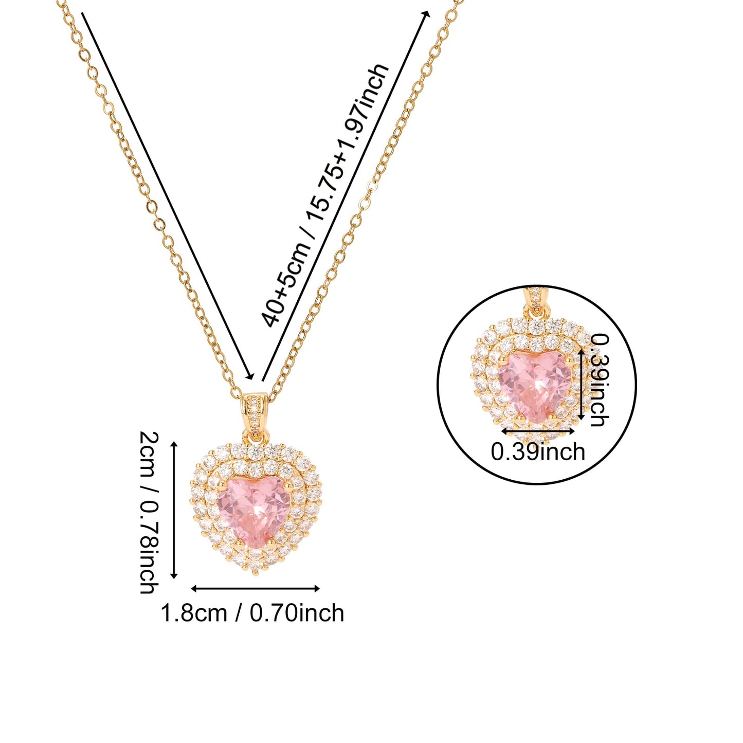 Pink Heart October Birthstone Rose Quartz Necklace for Women-Gold Plated Rose Quartz Jewelry Heart Pendant Necklace Waterproof Non Tarnish Baroque Maximalist Jewelry For Birthday Valentines Day Mother's Day Christmas Thanksgiving Gifts