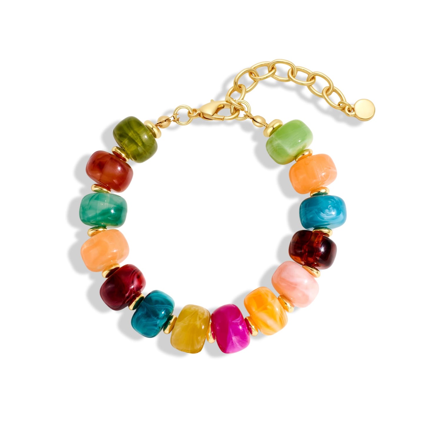 TENTMENTISE Beaded Bracelets for Women, Colorful Beaded Bracelets for Women Trendy, Chunky Gold Plated Bracelets, Womens Summer Beach Boho Jewelry Gifts for Vacation Holiday