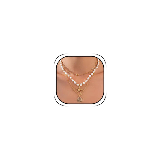 Your Always Charm Bohemian Shell Starfish Necklace for Women, Gold Layered Beach Jewelry, Coastal Vacation Outfits Accessories Cute Summer Dresses Trendy 2026