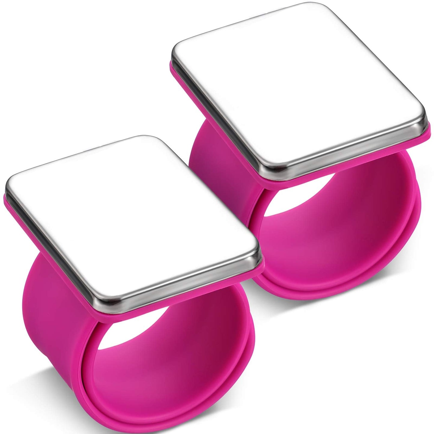 2 Pieces Magnetic Pin Holder Sewing Pincushion, Wristband Pin Cushion Magnetic Holder for Quilting Sewing Pins Hair Clips with Flannelette Bag, Silicone Wrist Strap Bracelet(Rose Red)