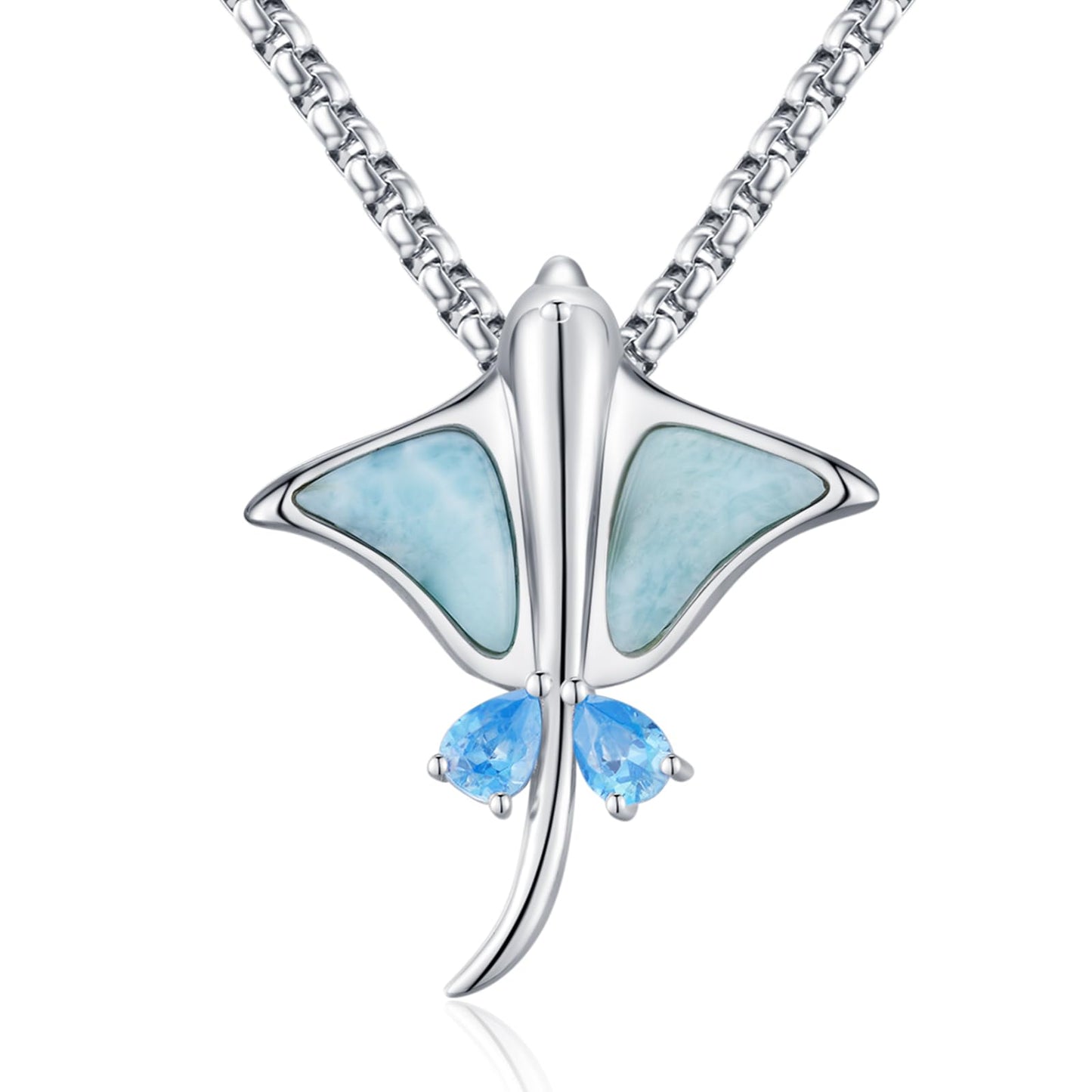 Midir&Etain Stingray Necklace 925 Sterling Silver Beach Ocean Pendant Manta Ray Beachy Necklace Stingray Jewelry Gift for Women Stingray Lovers