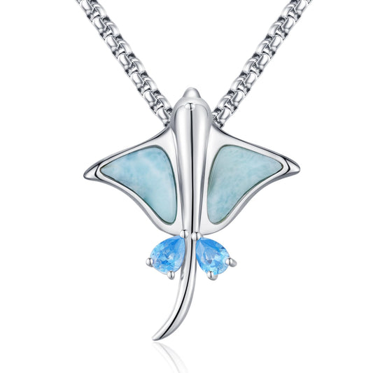 Midir&Etain Stingray Necklace 925 Sterling Silver Beach Ocean Pendant Manta Ray Beachy Necklace Stingray Jewelry Gift for Women Stingray Lovers