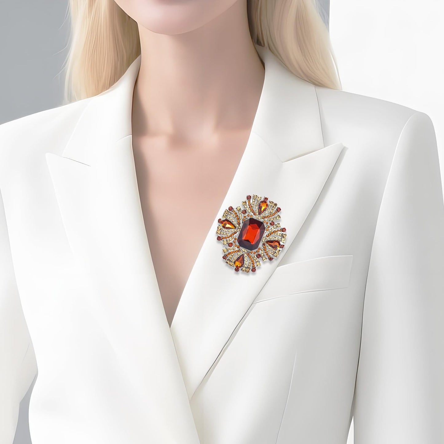 YOQUCOL Vintage Brown Austrian Crystal Rhinestone Cross Flowers Shaped Brooch Pin Elegant Jewelry For Women