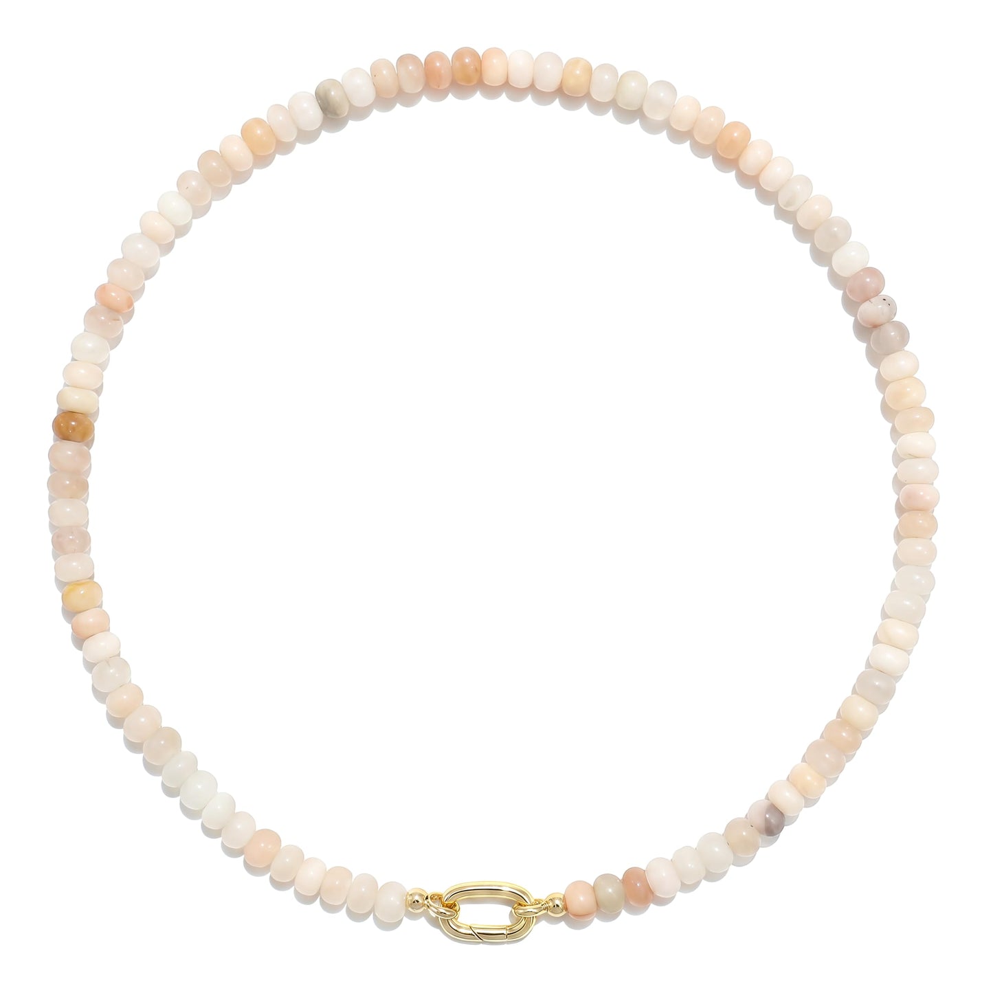 CONRAN KREMIX Beige Stone Beaded Necklace for Women,Natural Stone Bead Choker Necklaces Boho Summer Beach Necklace Gemstone Jewelry Gift for Women
