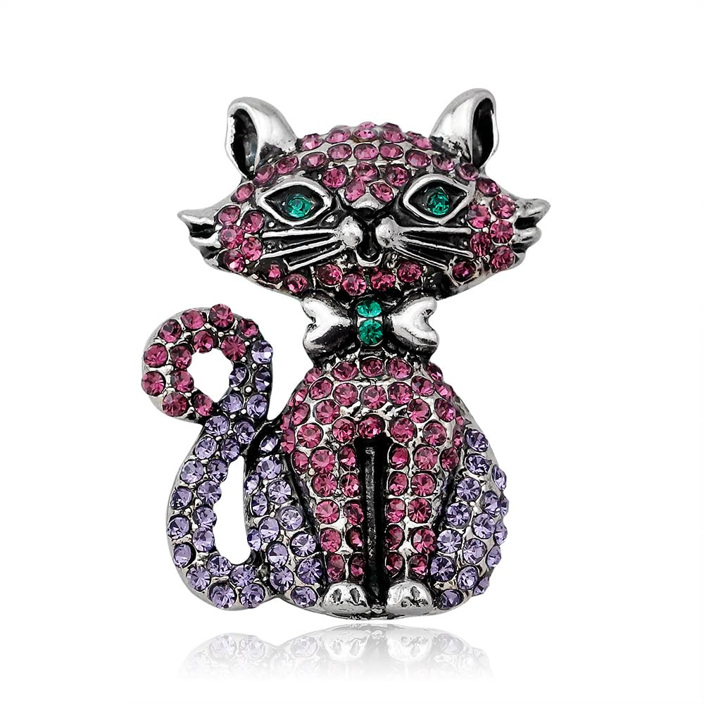 Cat Brooch for Women Rhinestone Cat Pin Animal Brooch Birthday Holiday Gift for Wife Girlfriend Mother