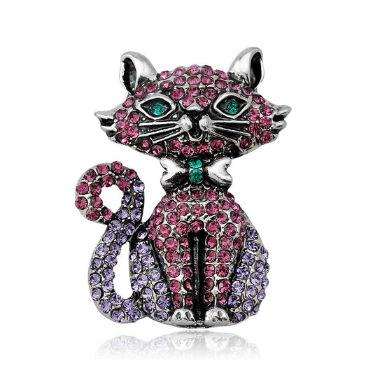 Cat Brooch for Women Rhinestone Cat Pin Animal Brooch Birthday Holiday Gift for Wife Girlfriend Mother