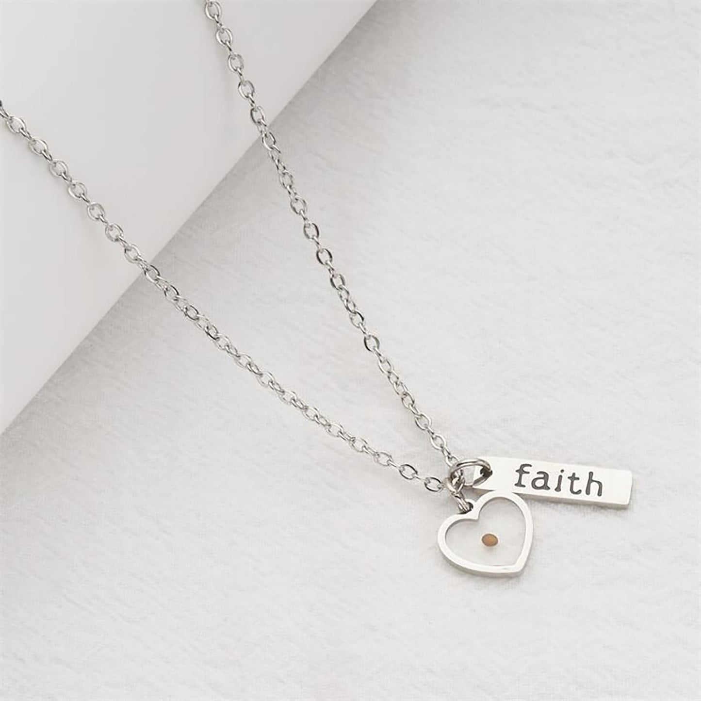 VLIEGEN Mustard Seed Necklace - Stainless Steel Faith Mountain Jewelry for Women & Men styleN