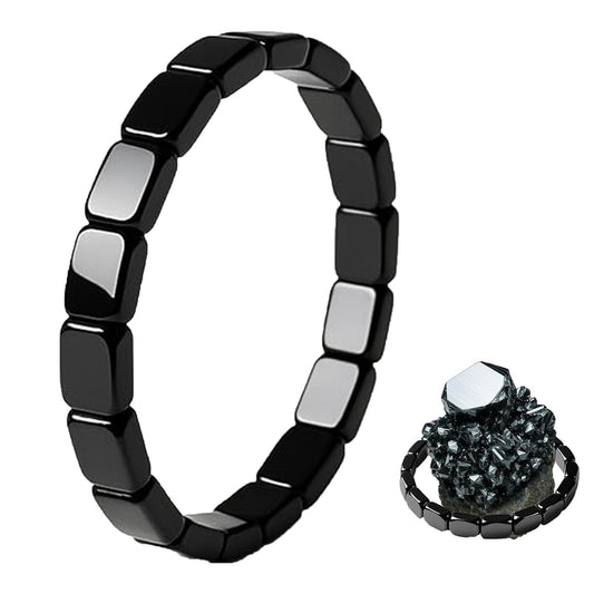 ZCVFA Hemys Hematite Bracelet, Natural Power Stone Adjustable Elastic Legendary Hematite Restore Confidence & Your Edge Health and Healing Power Energy Crystal Beaded Bracelets Jewelry（1 Pcs）
