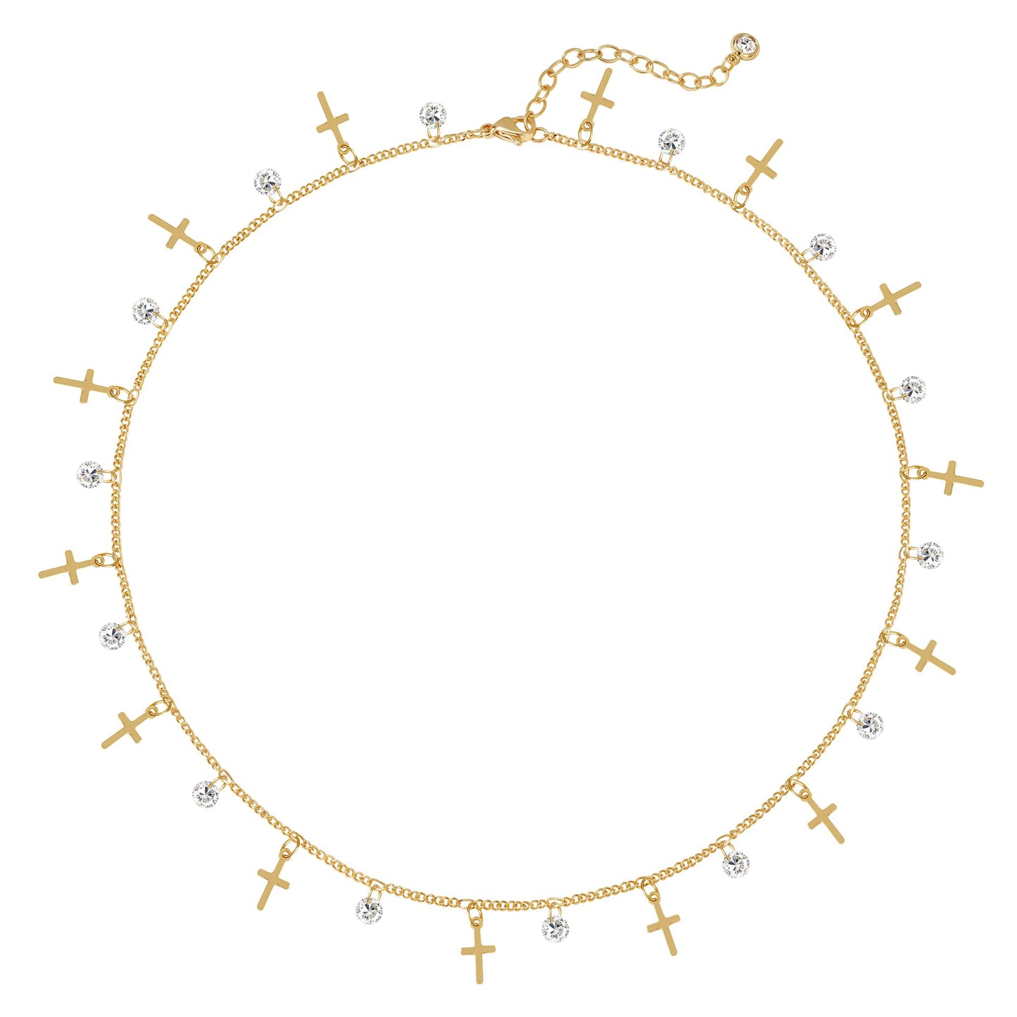 MYEARS Gold Cross Choker Necklaces for Women 14K Gold Plated Small Tiny Cross Charm Necklace CZ Necklaces for Women Trendy Christian Baptism Religious Faith Jewelry Gifts