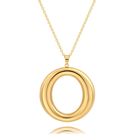 Long Gold Necklace for Women 18K Gold Plated Large Circle Pendant Adjustable Chain Necklace Trendy Dainty Jewelry