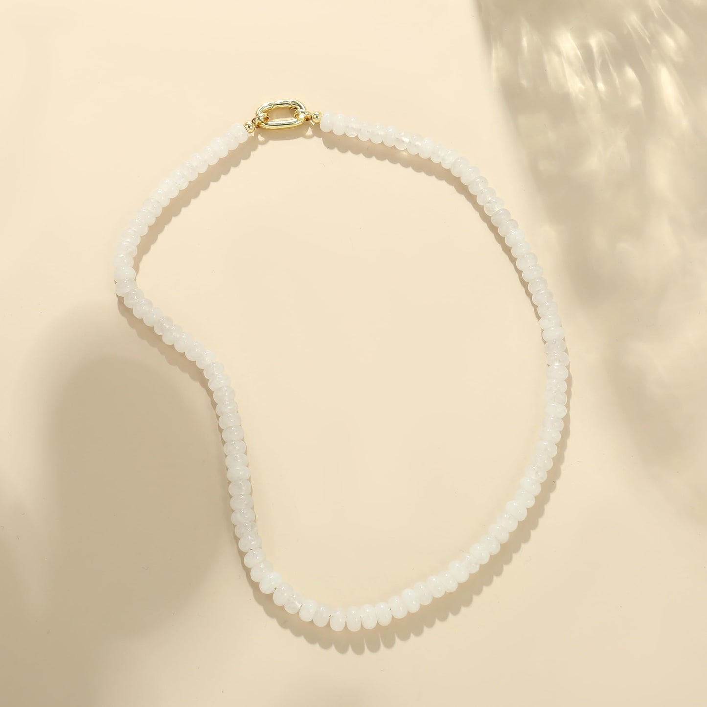 CONRAN KREMIX Clear White Stone Beaded Necklace for Women,Natural Stone Bead Choker Necklaces Boho Summer Beach Necklace Gemstone Jewelry Gift for Women