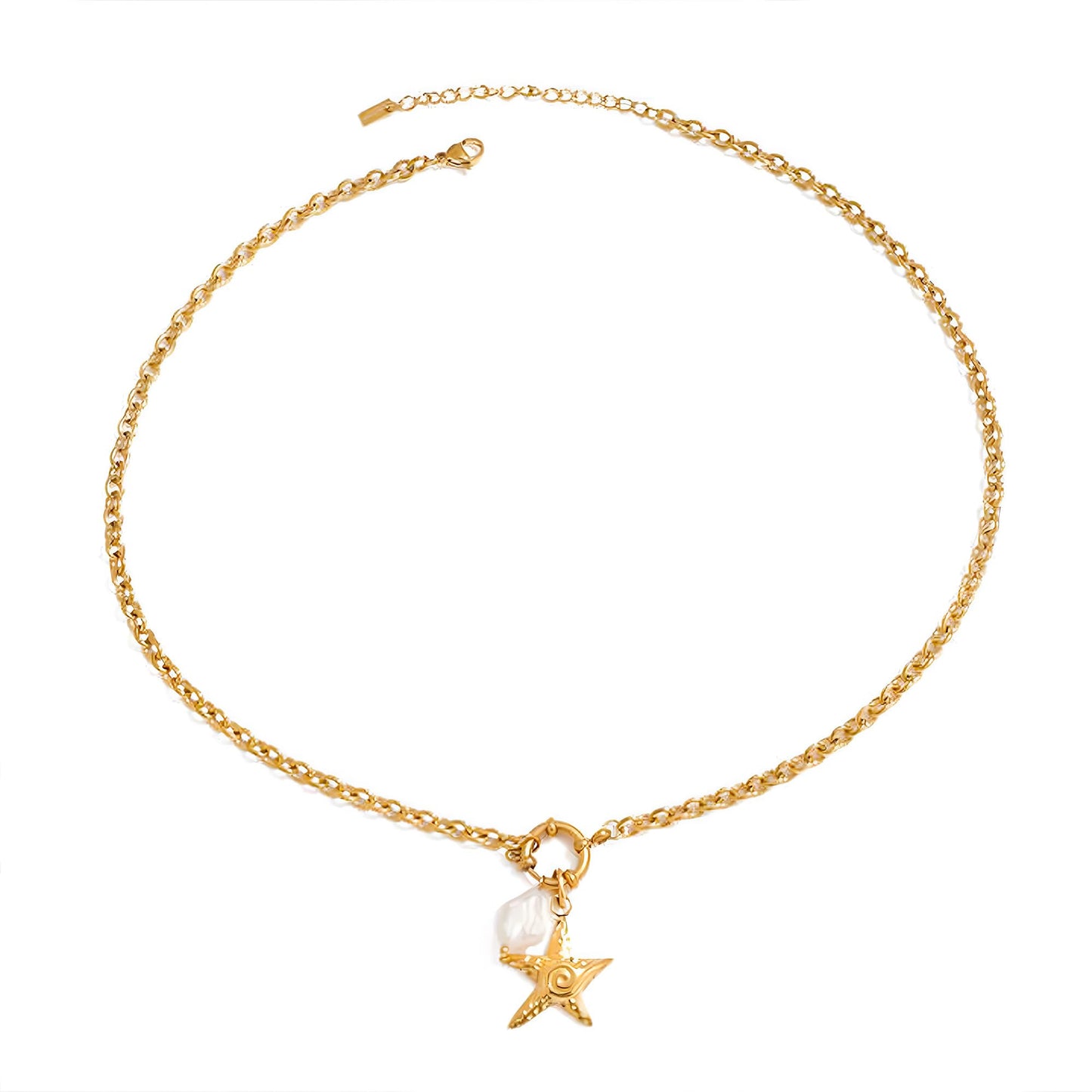 Biuwos Summer Swirl Star Necklace for Women Metal Starfish Pendant Necklace Vacation Beach Jewelry