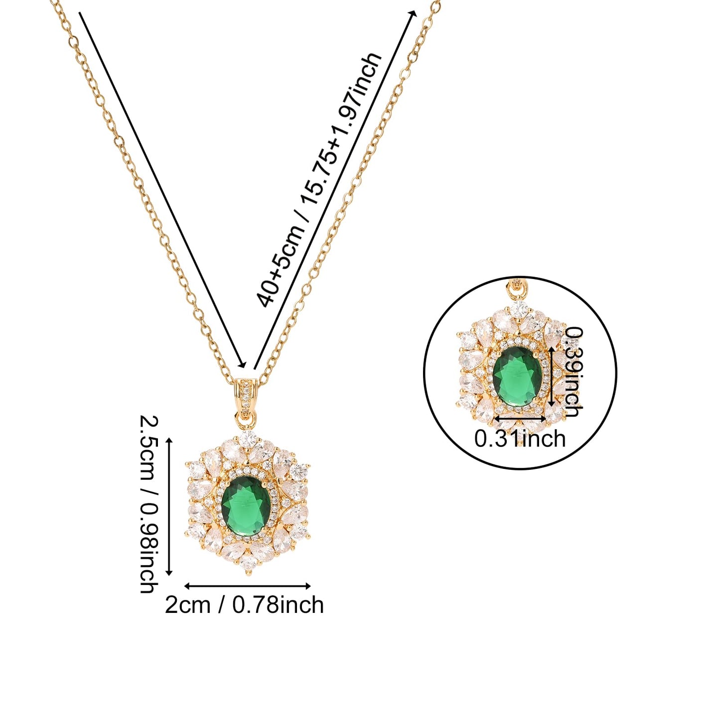 Green Baroque Emerald Necklaces for Women-Gold Plated May Birthstone Healing Crystal Necklace For Valentines Day Mother's Day Christmas Birthday Gifts