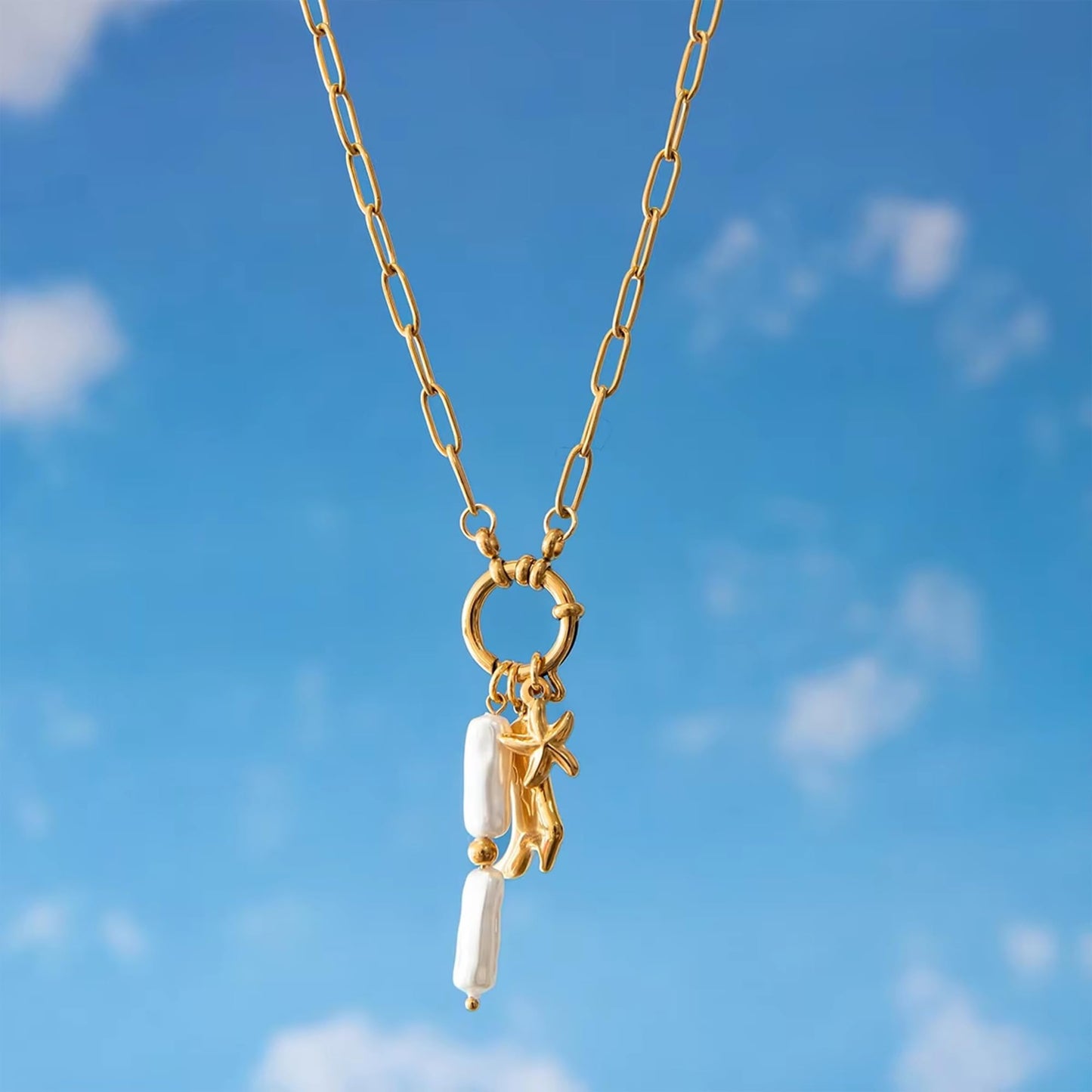 Biuwos Cowgirl Boot Starfish Necklace for Women Metal Summer Pendant Necklace Western Jewelry