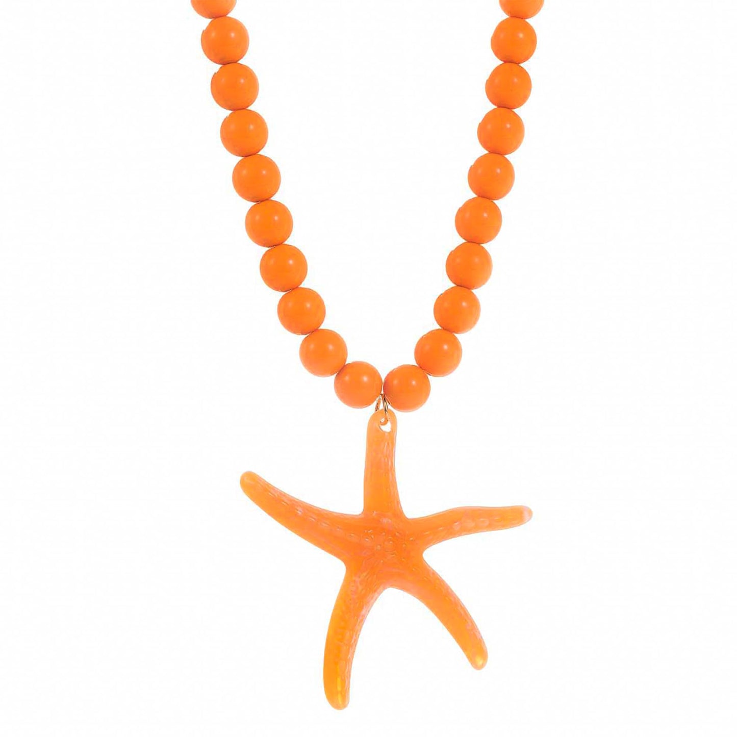 CXENSJH Chunky Beaded Starfish Necklace for Women Boho Colorful Summer Acrylic Choker Beach Chain Necklace Beads Trendy Chunky Jewelry（Orange）