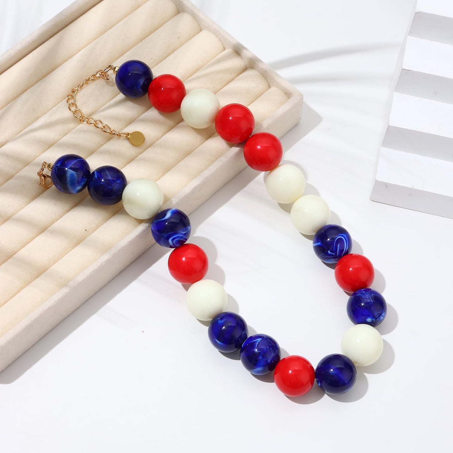 joymiao Chunky Colorful Beaded Necklace for Women Large Bead Rainbow Necklace Purple and Gray Resin Gemstone Necklaces Summer Jewelry
