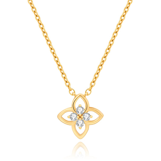 COBI T Bar Necklace for Women, Circle Pendant Necklaces Rhodium Plated &18K Gold Finished Four Leaf Clover | Link Chain Necklace with T-Bar Charm, Adjustable 18"+2" Dainty Jewelry Gift