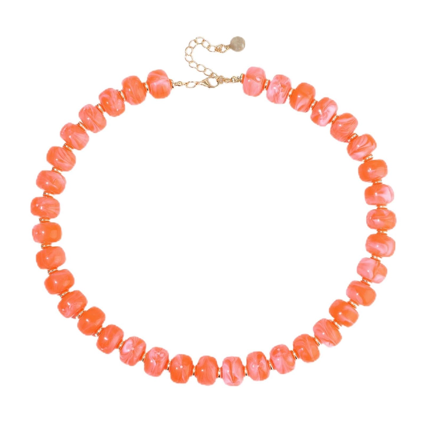 joymiao Colorful Beaded Necklaces for Women Chunky Gemstone Necklace Handmade Summer Beach Jewelry Red Resin Beads Large Beaded Choker