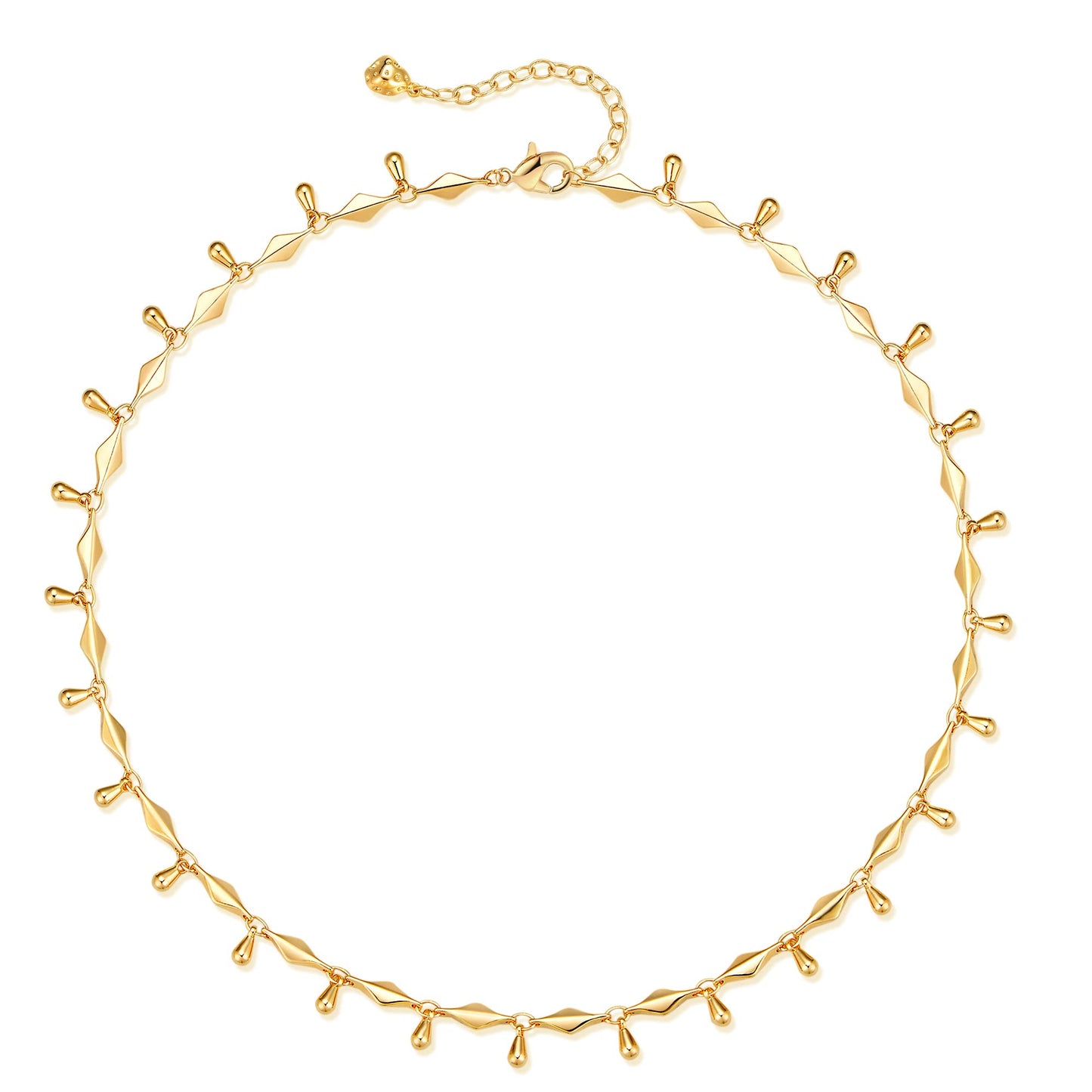 MTMY Beads Choker Necklace,14K Gold Plated Dainty Beaded Chain Choker Necklace Delicate Fashion Jewelry Gift for Women(water drop)