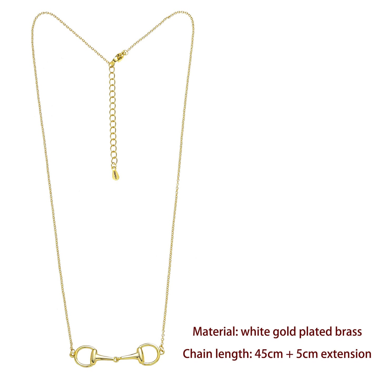 SIYOMONT Horse Necklace 14K Gold Plated Snaffle Bit Snaffle Bit Pendant Necklace Jewelry Gift for Women(G)