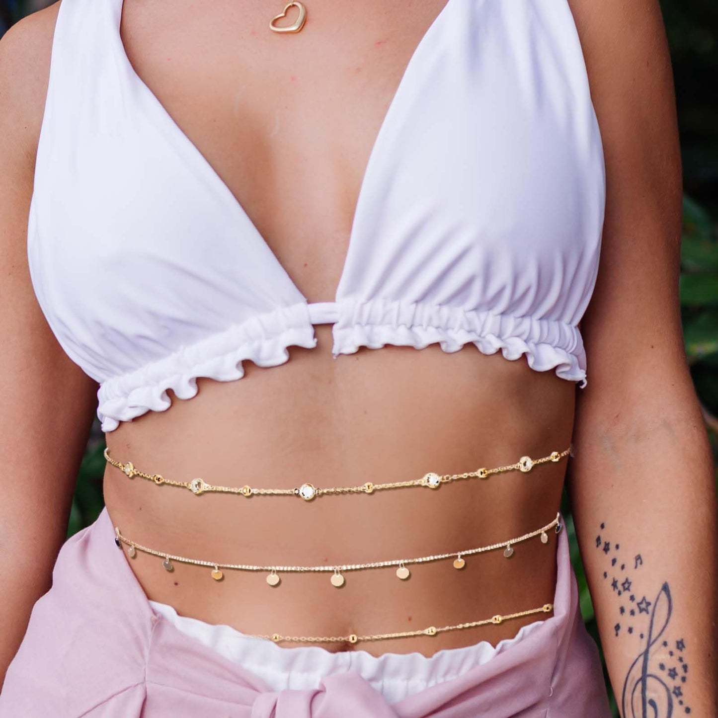 Ptwola 8 Pcs Gold Belly Chain for Women Adjustable Waist Jewelry 18K Gold Plated Body Chain for Summer Beach Sexy Accessories