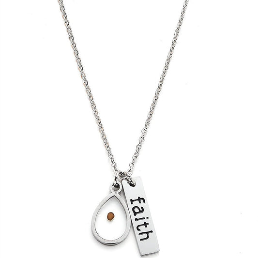 VLIEGEN Mustard Seed Necklace - Stainless Steel Faith Mountain Jewelry for Women & Men styleI