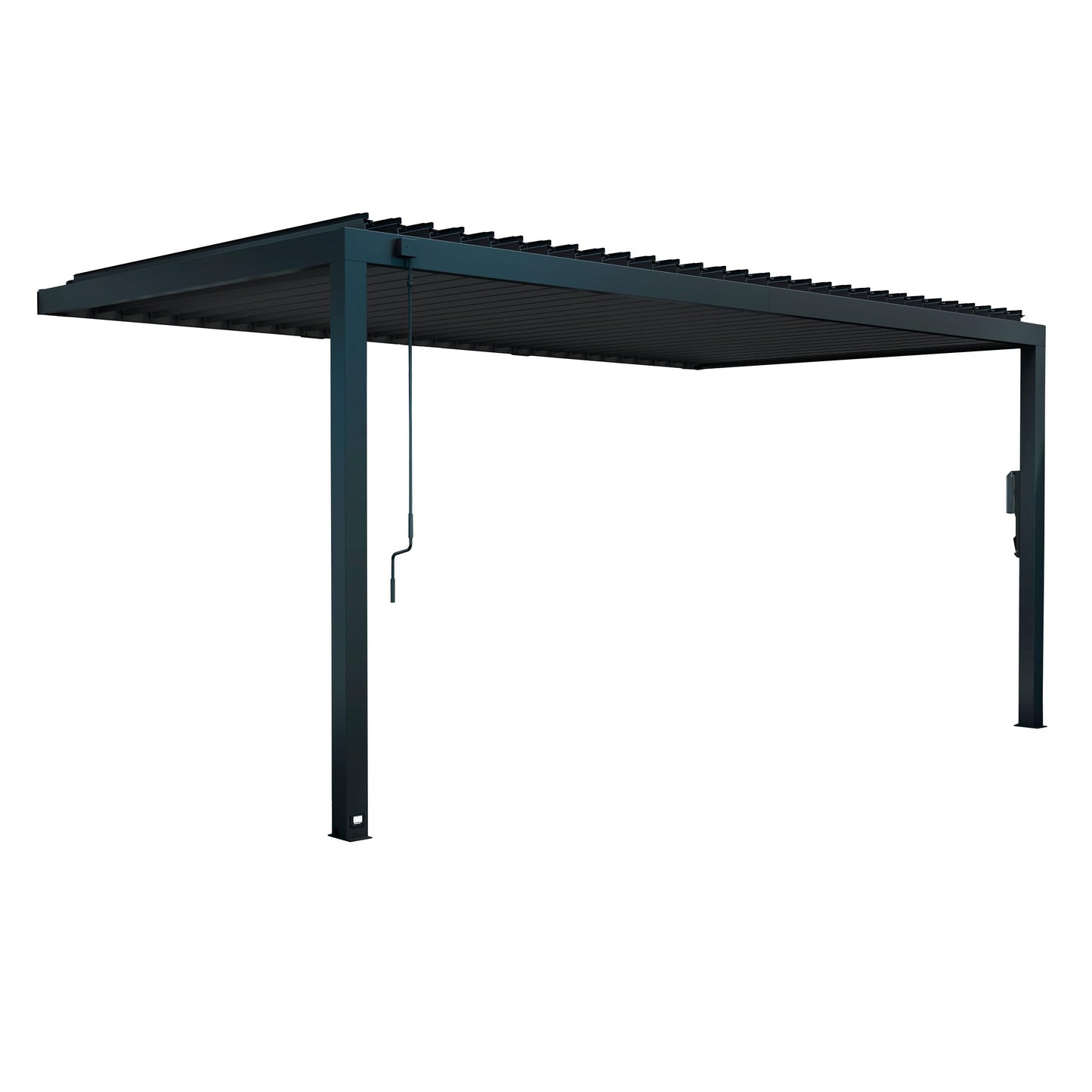 Backyard Discovery Evanston 18'x10' Galvanized Steel Wall-Mounted Louvered Pergola Kit with Adjustable Roof, Shade, Rain Protection, High-Wind Rating, PowerPort, Gutter System for Outdoor Patio, Deck