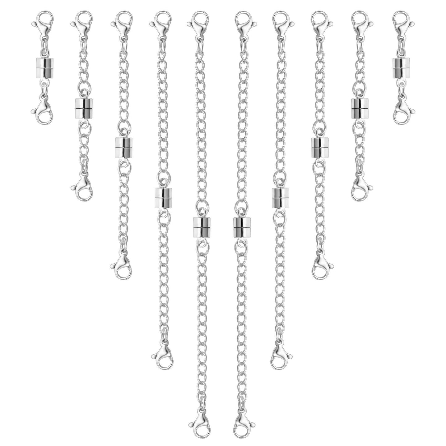 MKCYD Necklace Extender with Magnetic Clasps, Silver Magnetic Necklace Clasps and Closures with Necklace Extenders for Women