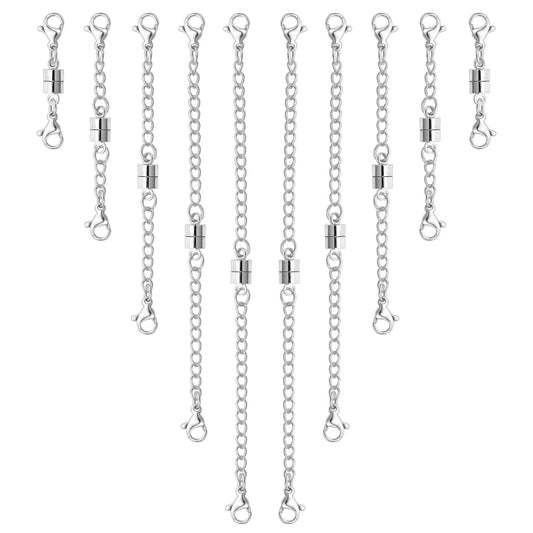 MKCYD Necklace Extender with Magnetic Clasps, Silver Magnetic Necklace Clasps and Closures with Necklace Extenders for Women